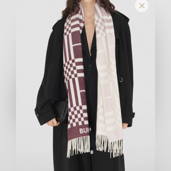 Burberry OMBRE CASHMERE CHECK JACQUARD SCARF 79”x 18” MADE IN ITALY VGC! - Picture 2 of 13